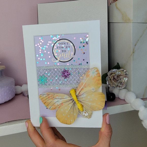 Colorful butterfly Handmade card Art wall Home Decor purple yellow gift - Picture 6 of 10